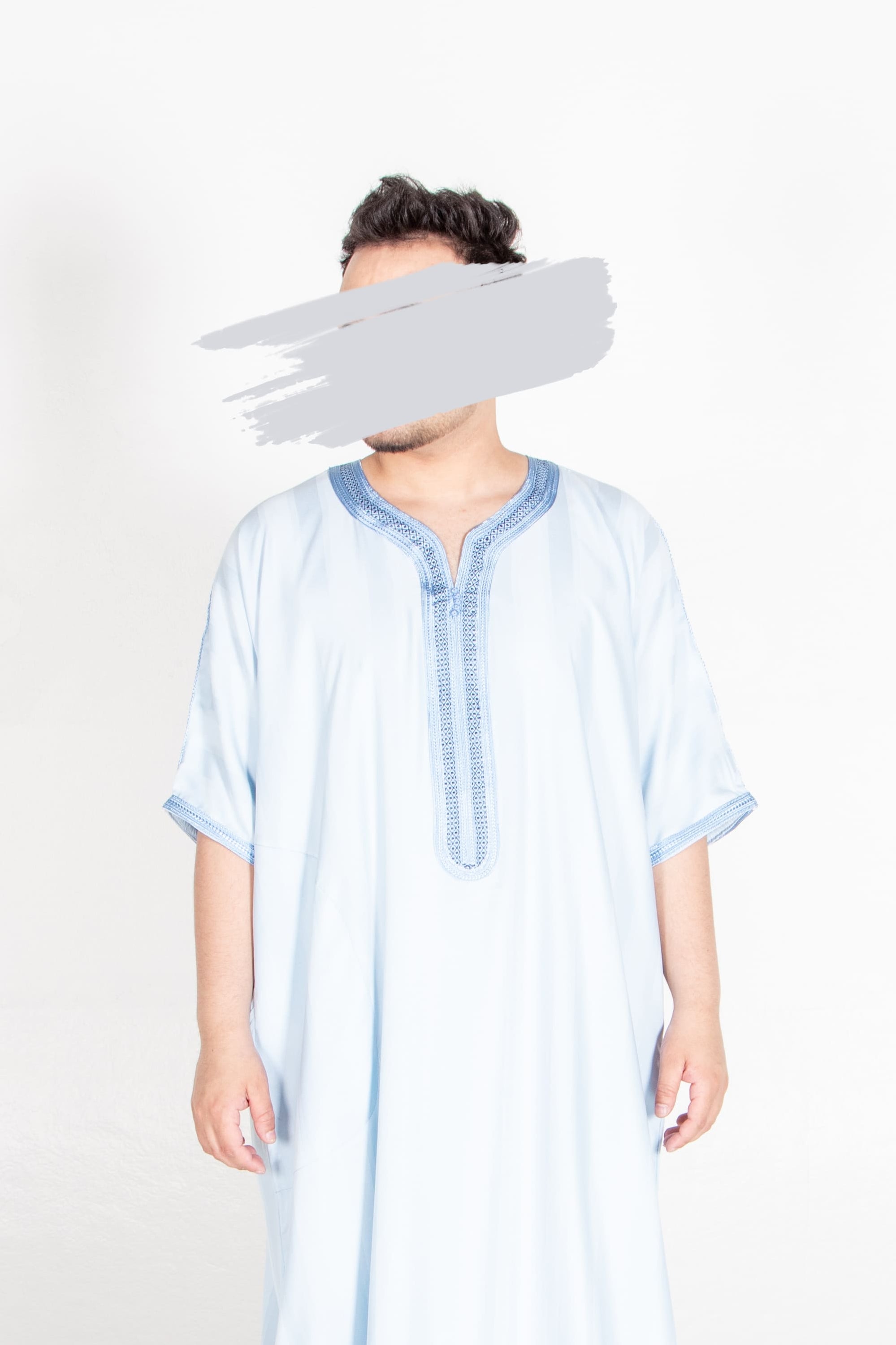 Moroccan Light Blue Jalabiya For Men Casual Islamic Wear Moroccan Light Blue Jalabiya For Men Casual Islamic Wear