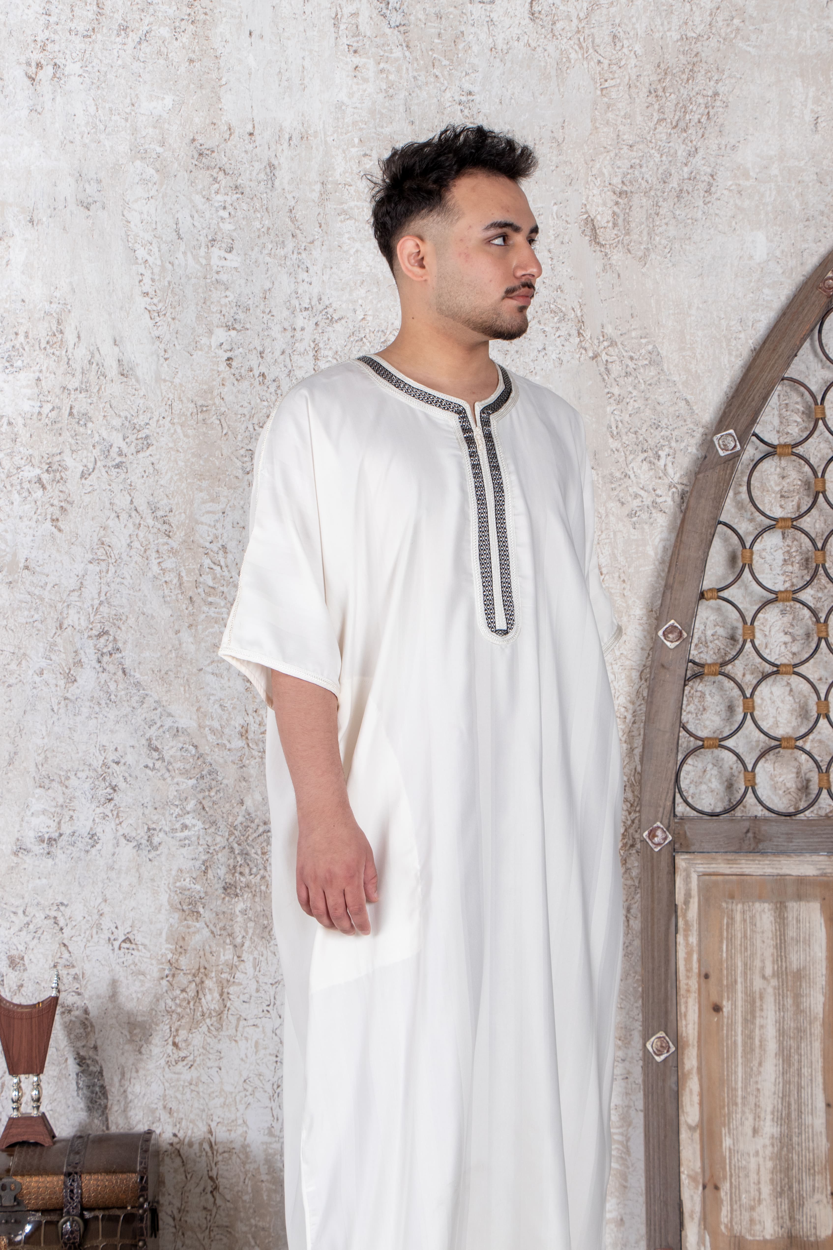 Moroccan White Thobe - Jalabiya - Muslim Lifestyle Store