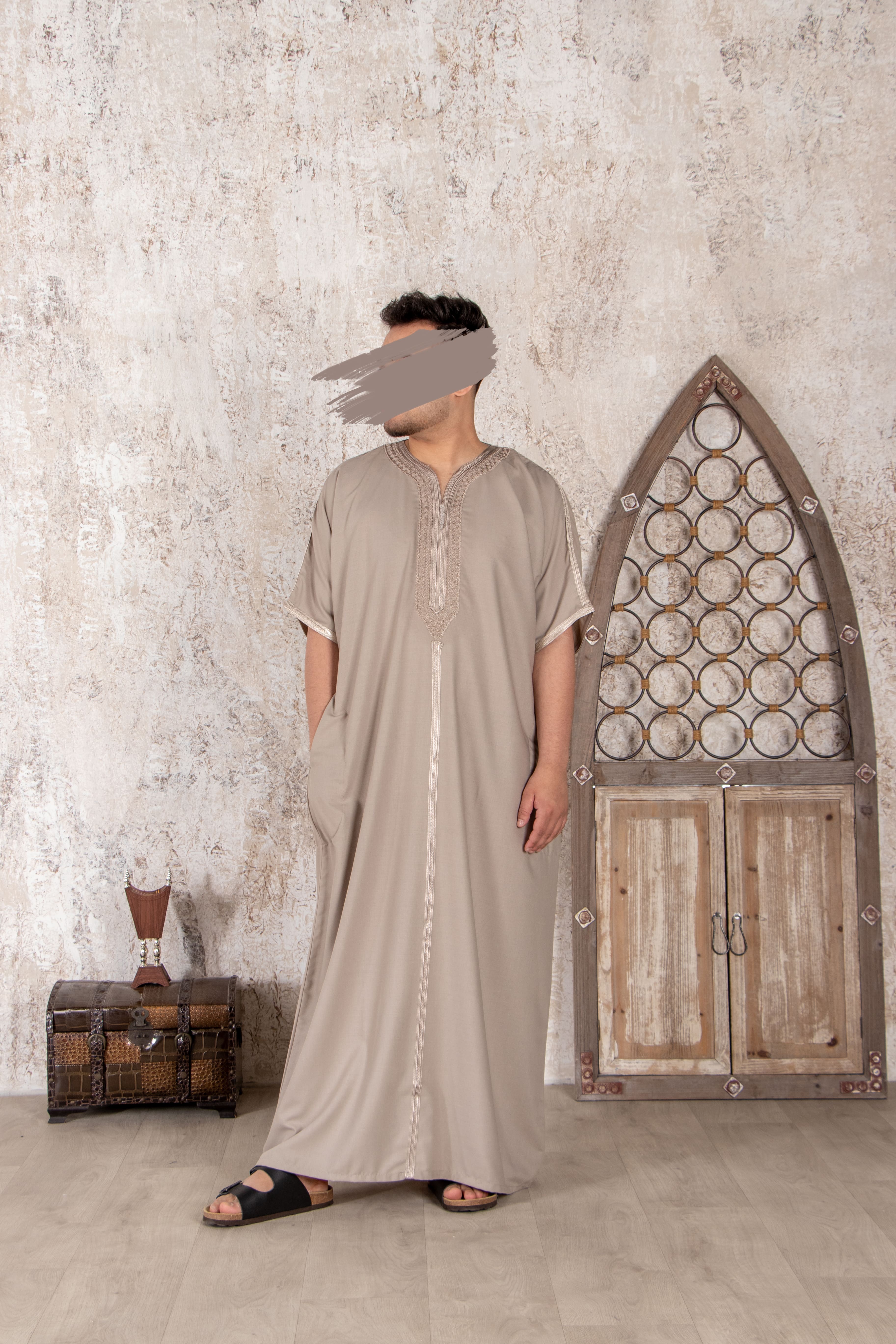 Premium Khaki Moroccan Thobe - Jalabiya - Muslim Lifestyle Store