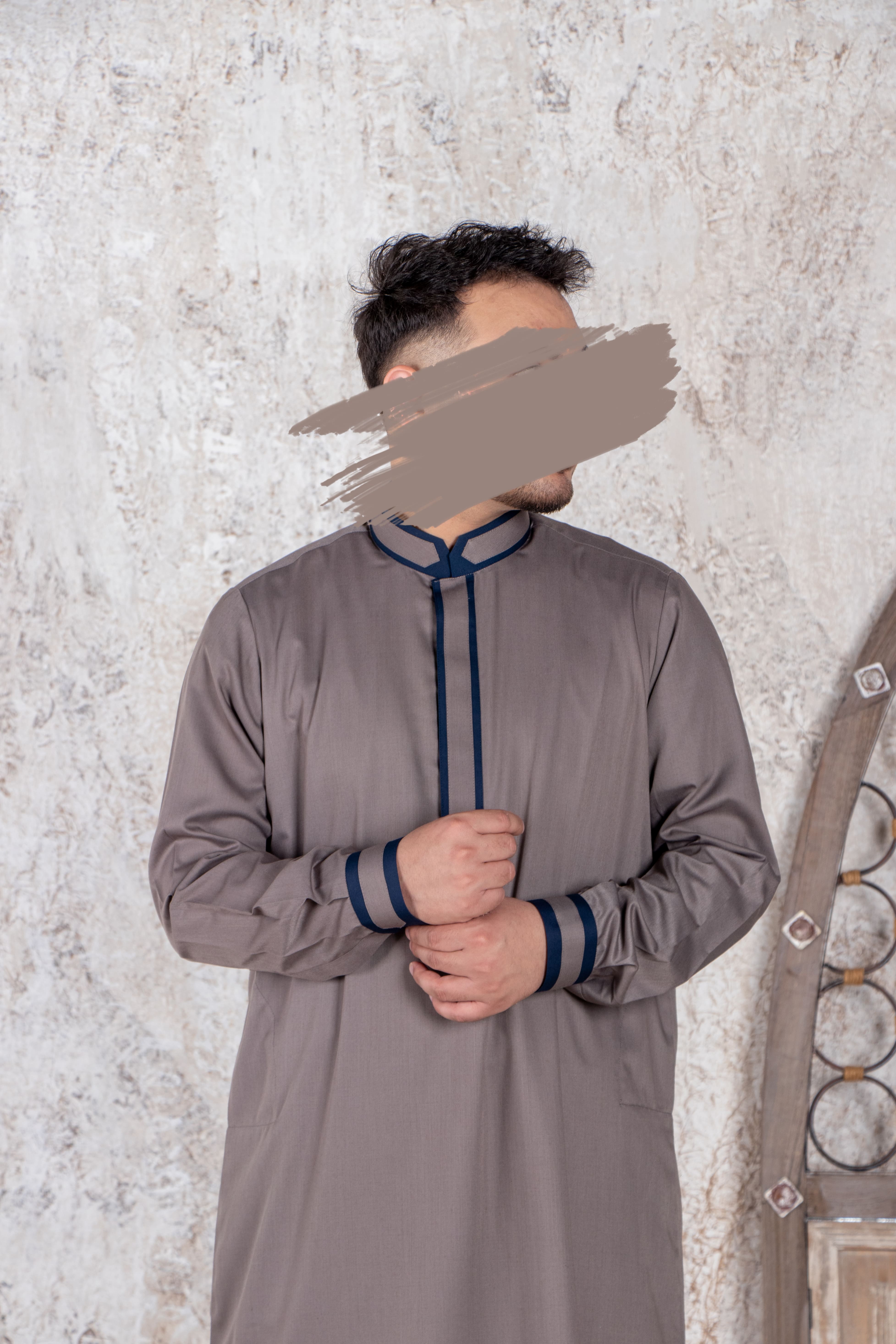 Gray Navy Thobe - Exclusive Thobe - Muslim Lifestyle Store