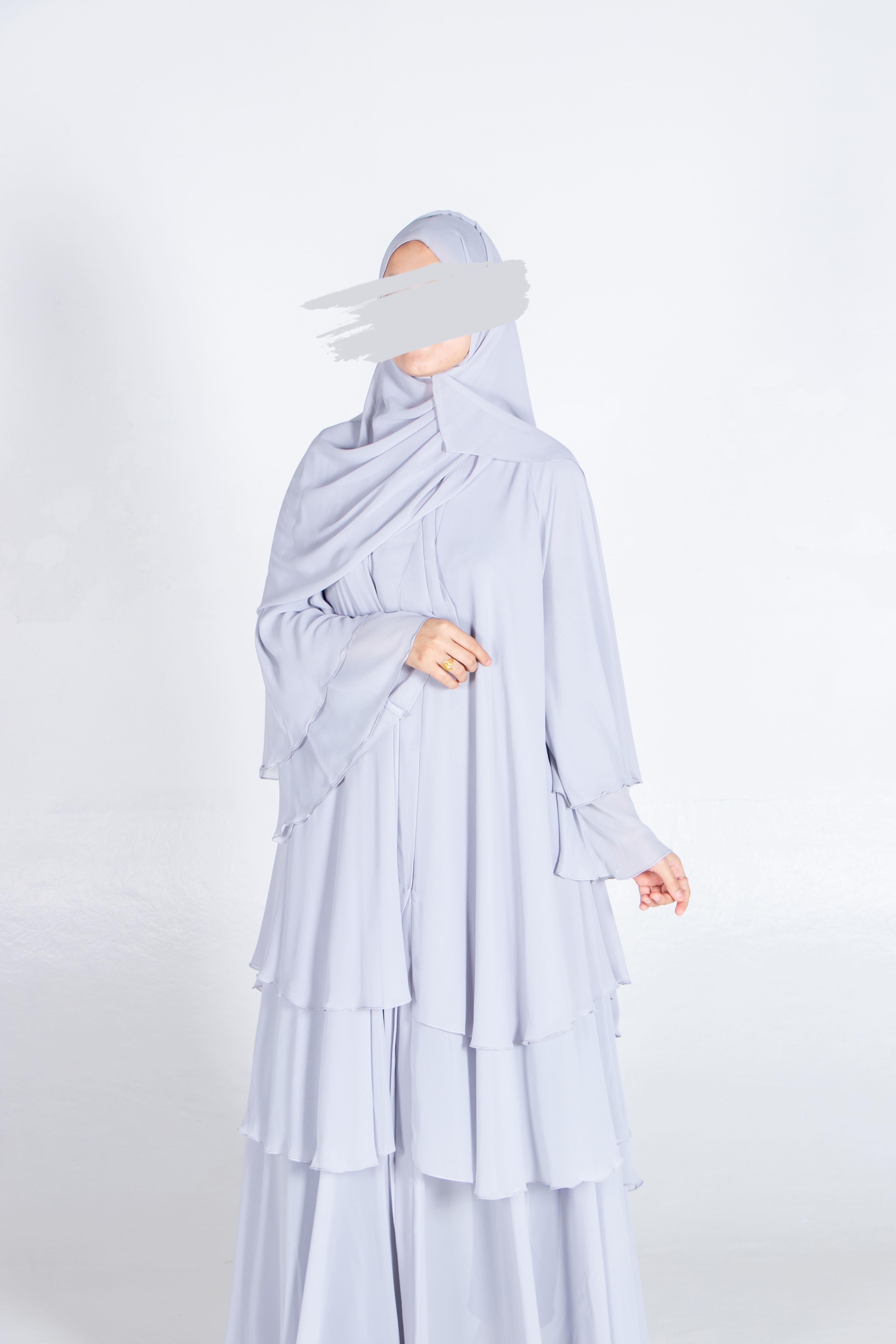 Light Grey Flare Abaya - Abaya - Muslim Lifestyle Store