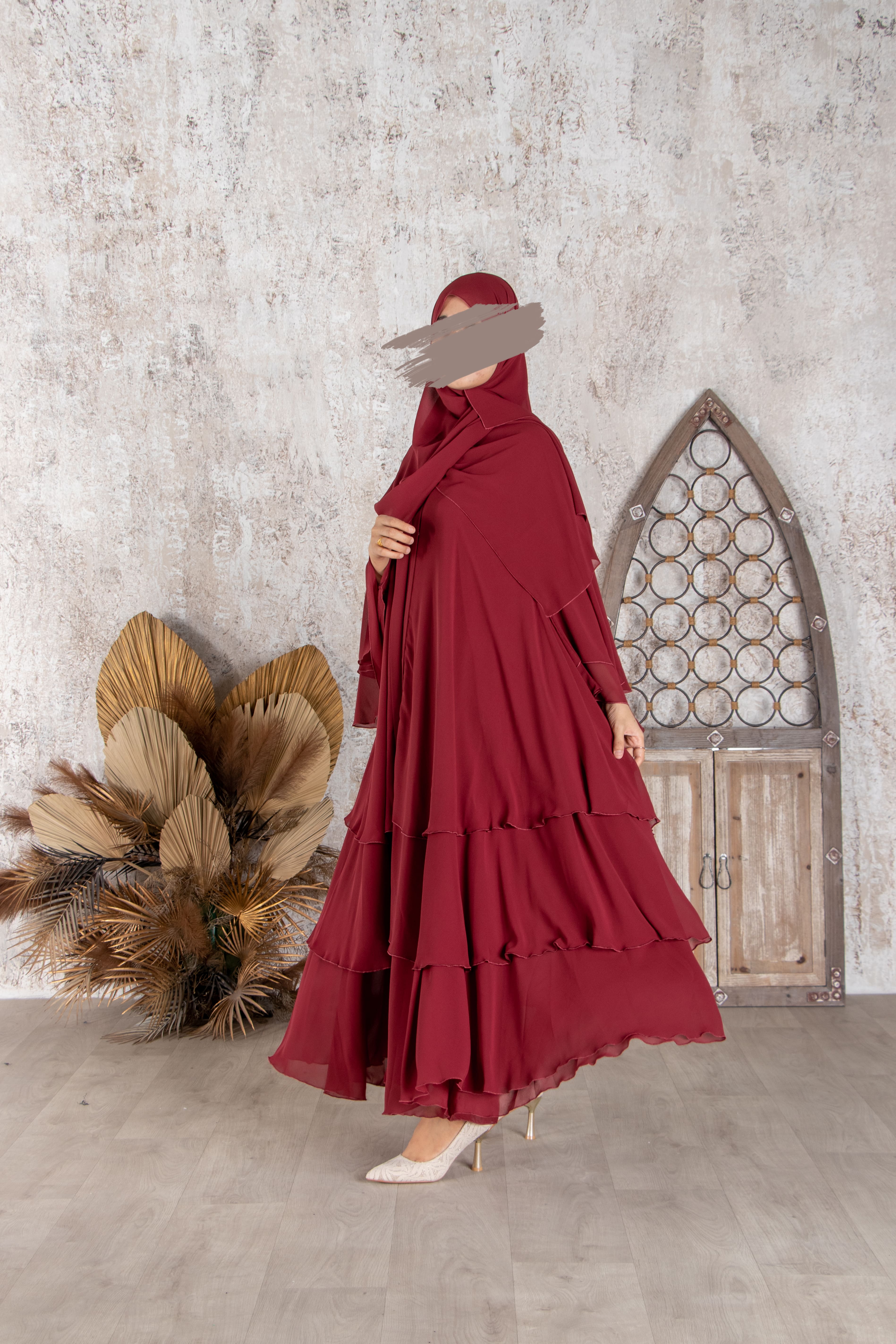 Red Fleur Abaya - Abaya - Muslim Lifestyle Store