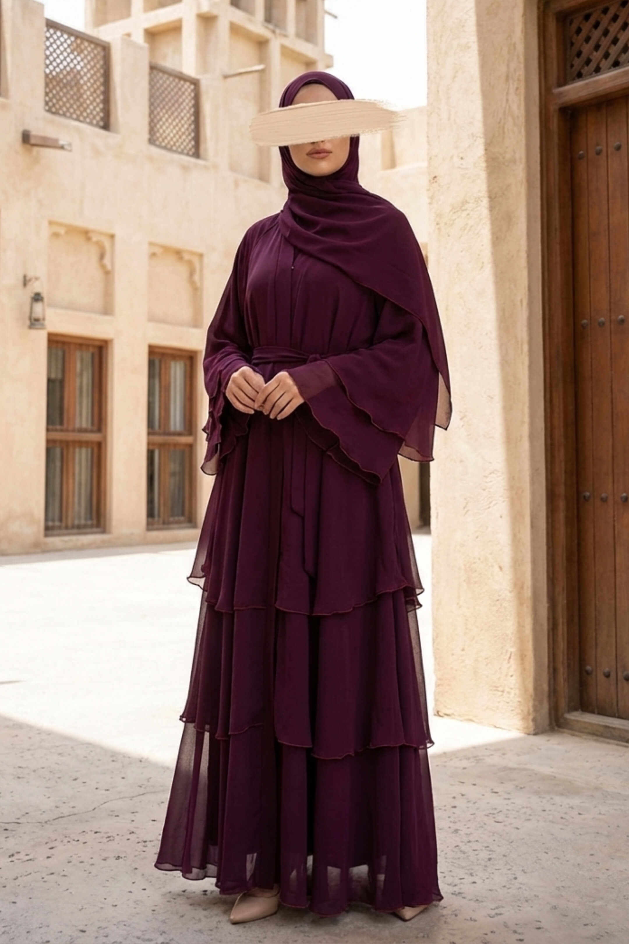 Maroon Flare Abaya