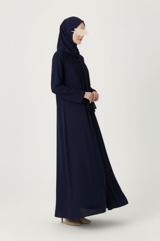 Navy Petal Abaya