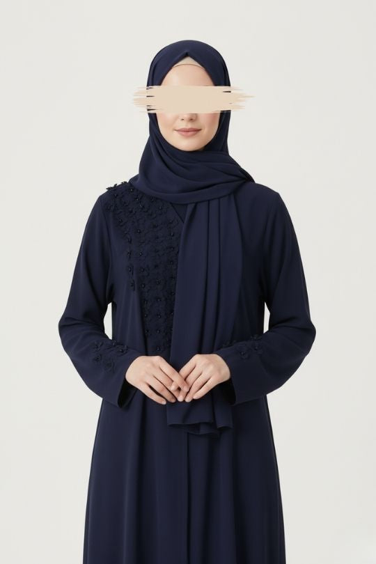Navy Petal Abaya
