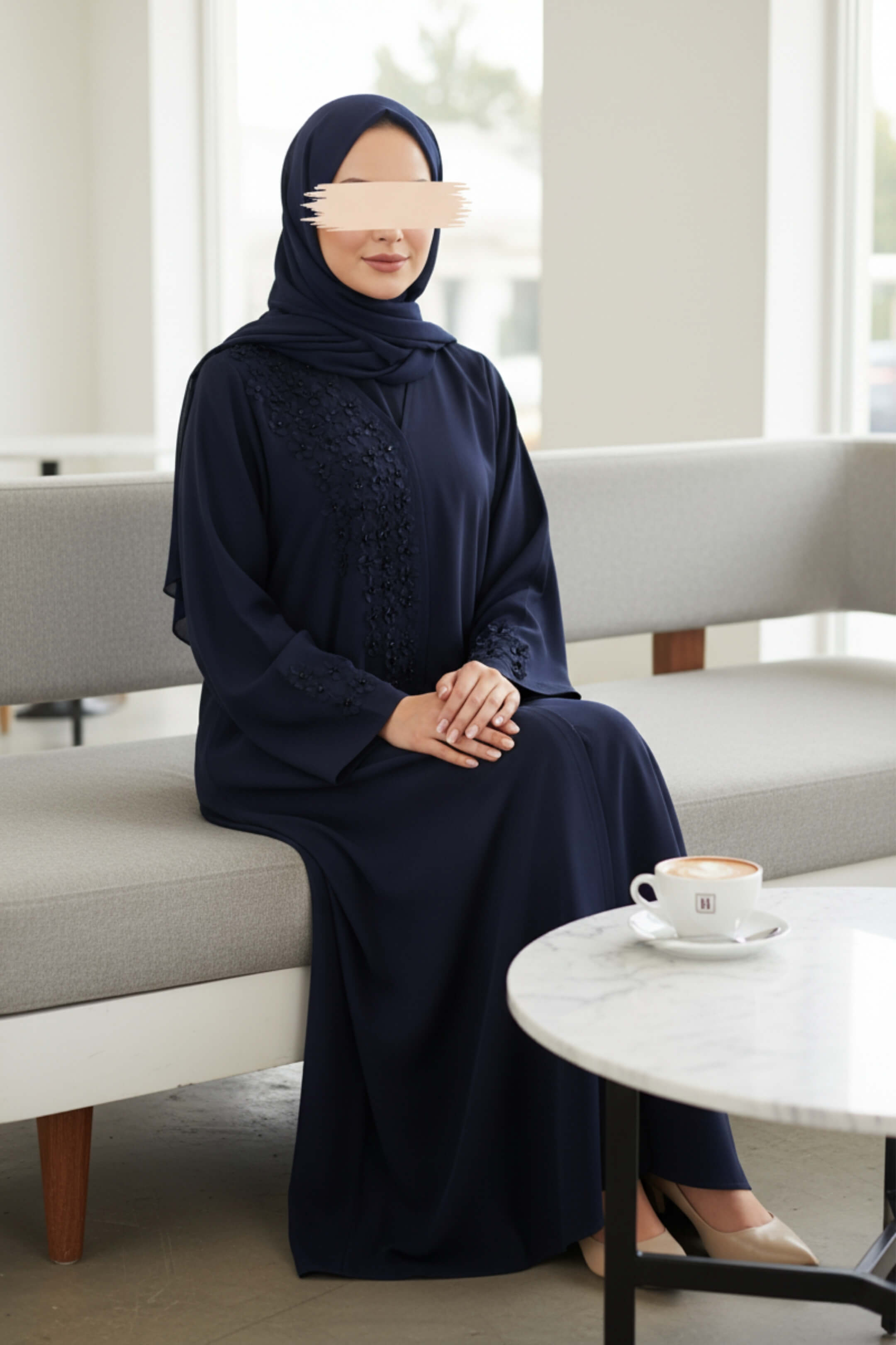 Navy Petal Abaya