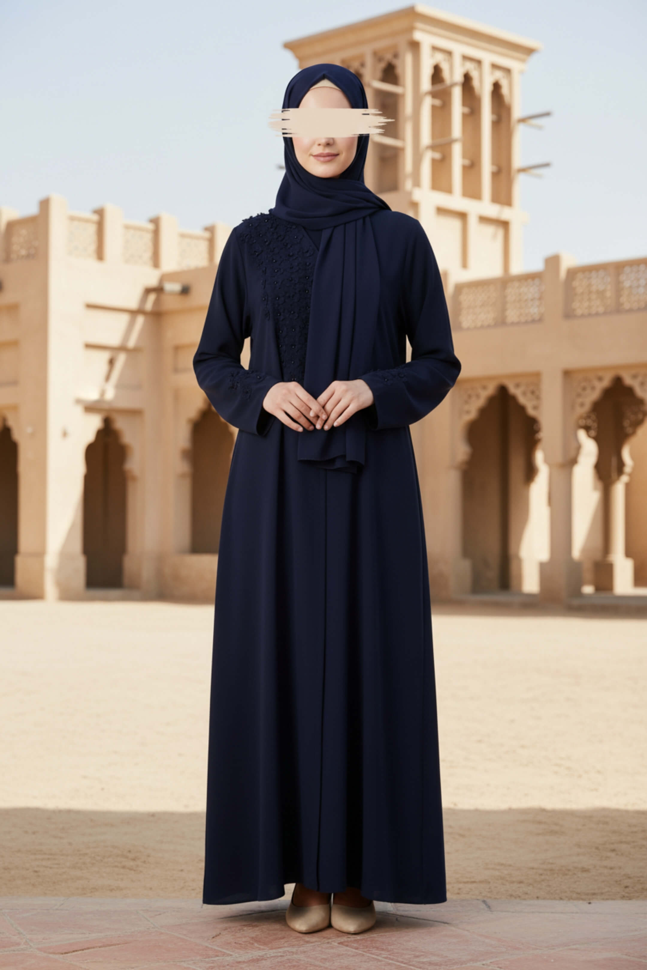 Navy Petal Abaya