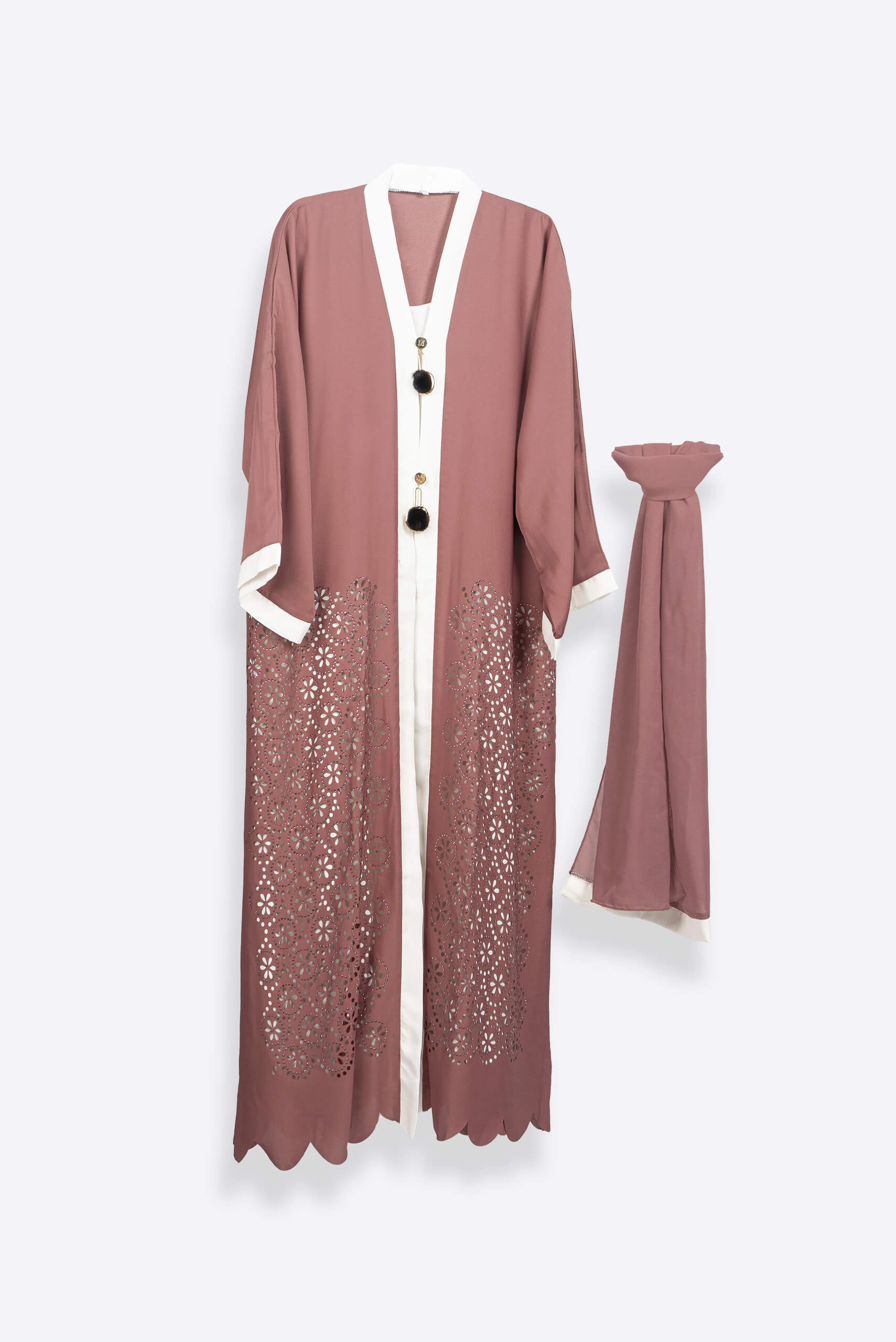 Pink Cutwork Abaya - Abaya - Muslim Lifestyle Store